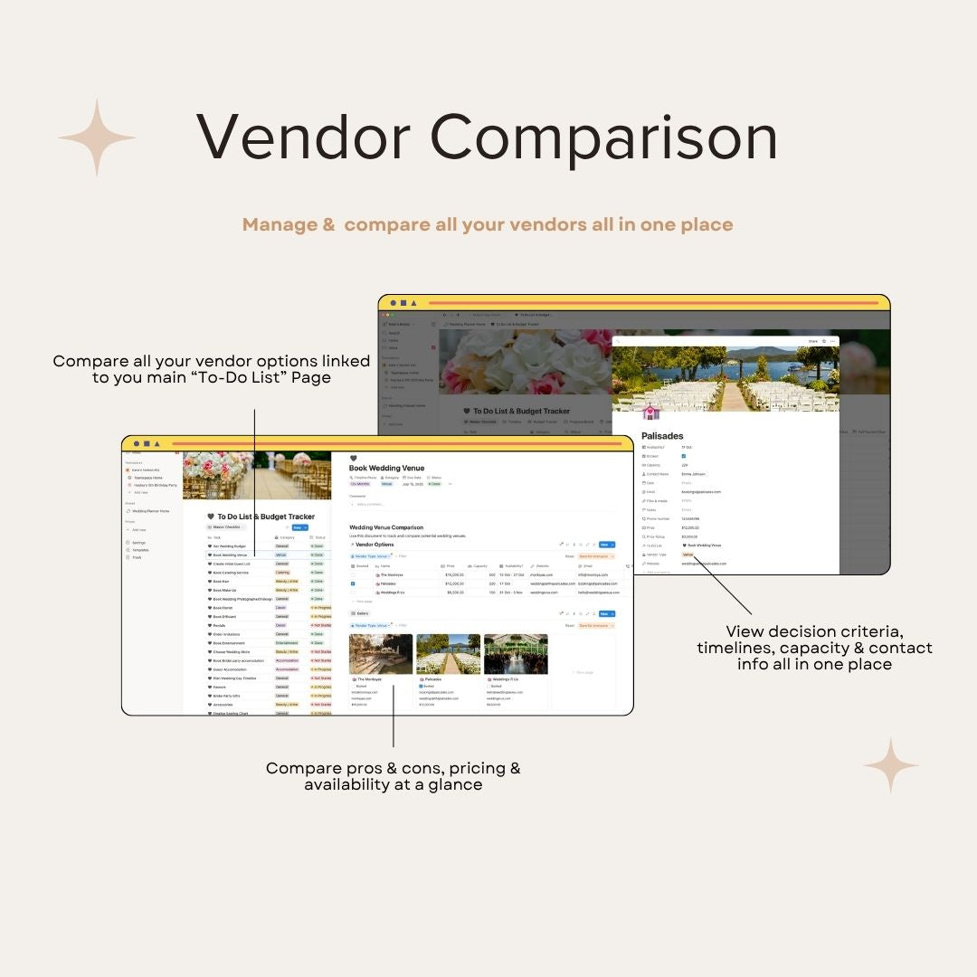 All-In-One Wedding Planner (Notion + Canva Templates)