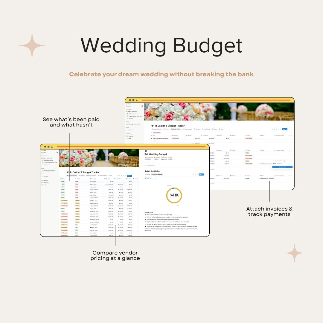 All-In-One Wedding Planner (Notion + Canva Templates)