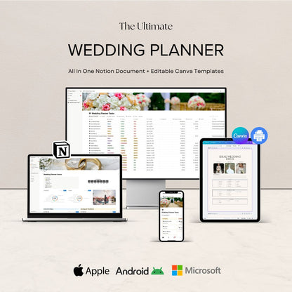 All-In-One Wedding Planner (Notion + Canva Templates)