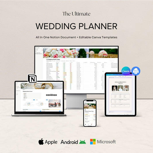 All-In-One Wedding Planner (Notion + Canva Templates)