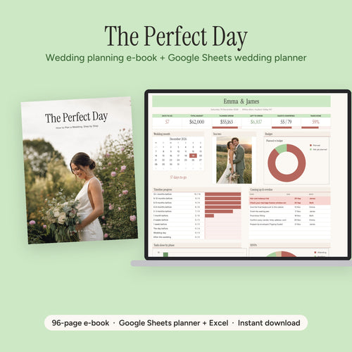 The Perfect Day wedding planning e-book and Google Sheets wedding planner