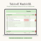 Wedding planner timeline: tick tasks off and watch progress fill