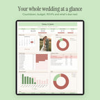 Wedding planner dashboard with countdown, budget and RSVPs